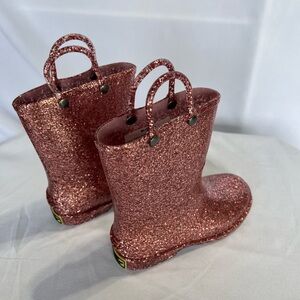 Western Chief Kid’s Glitter Pull-on Rain Boots Rose Gold Size 12 Little Kid